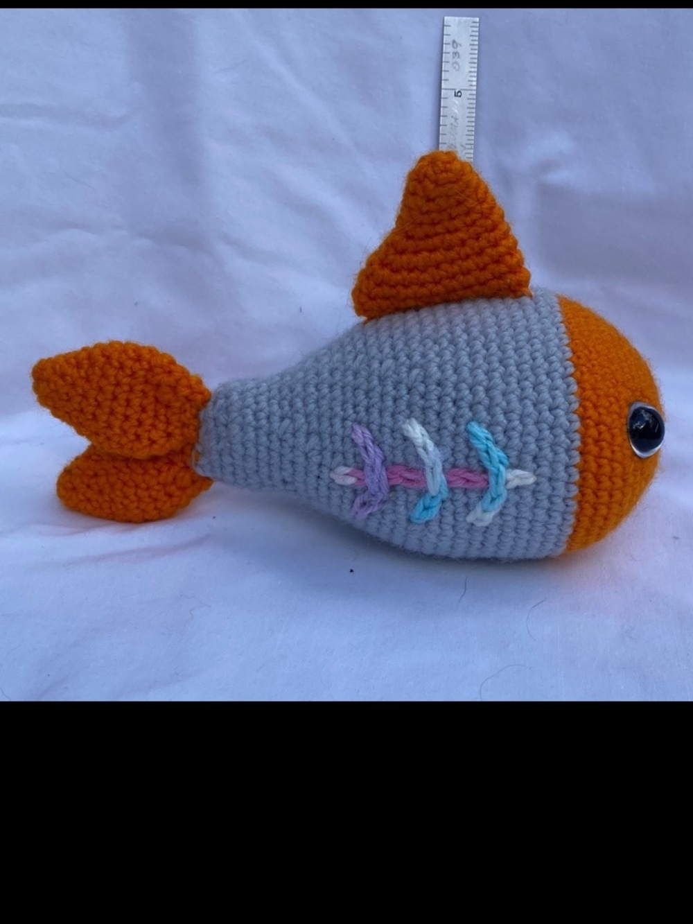 Handmade Orange and Gray Crochet Fish - Fun for any Fish Lover